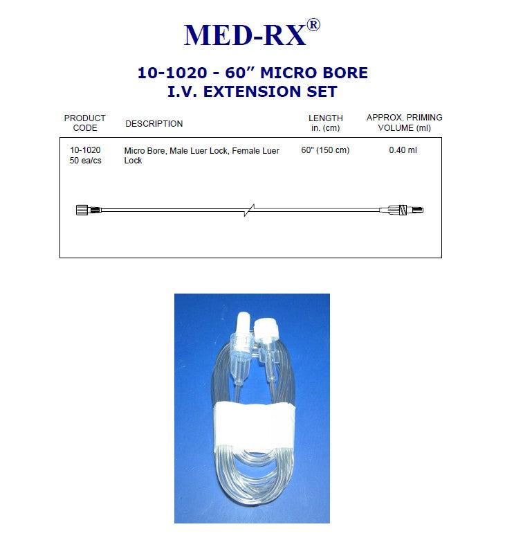 CHS USA, Inc MICRO BORE 60" MRX SINGLE LINE LUER LOCK, (150CM), 0.4ML CS 50 COO: CANADA