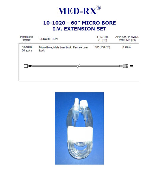 CHS USA, Inc MICRO BORE 60" MRX SINGLE LINE LUER LOCK, (150CM), 0.4ML CS 50 COO: CANADA