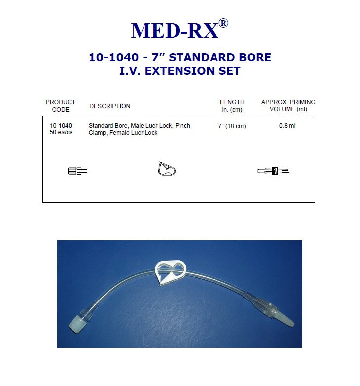 CHS USA, Inc STD BORE 7" MRX SINGLE LINE LUER LOCK, W/PINCH CLAMP CS 50 COO: CANADA