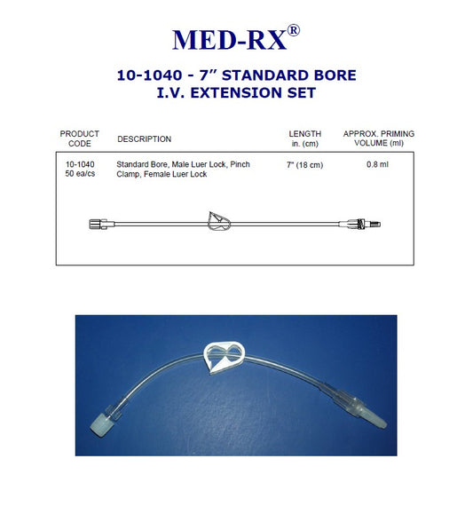 CHS USA, Inc STD BORE 7" MRX SINGLE LINE LUER LOCK, W/PINCH CLAMP CS 50 COO: CANADA