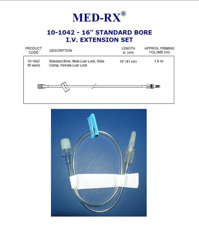 CHS USA, Inc STD BORE 16" MRX SINGLE LINE LUER LOCK W/SLIDE CLAMP CS 50 COO: CANADA