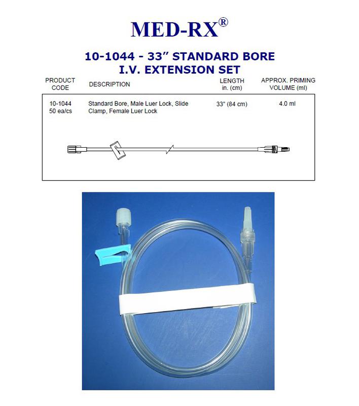 CHS USA, Inc STD BORE 33" MRX SINGLE LINE LUER LOCK W/SLIDE CLAMP CS 50 COO: CANADA