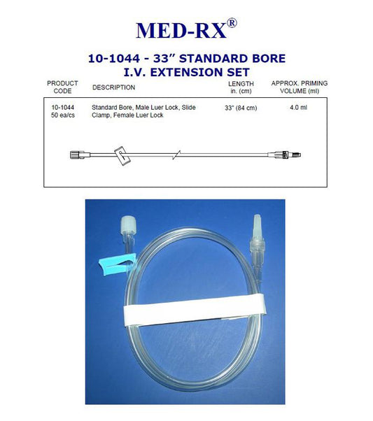 CHS USA, Inc STD BORE 33" MRX SINGLE LINE LUER LOCK W/SLIDE CLAMP CS 50 COO: CANADA