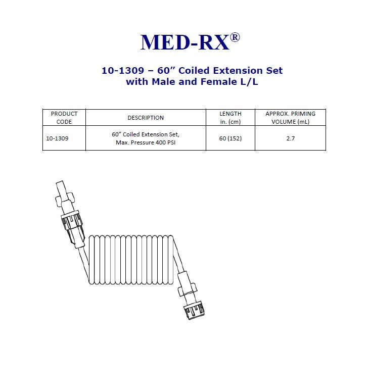 CHS USA Inc. EXT SET 60" MRX COILED LINE, 400 PSI RATED, STERILE, COO: Canada