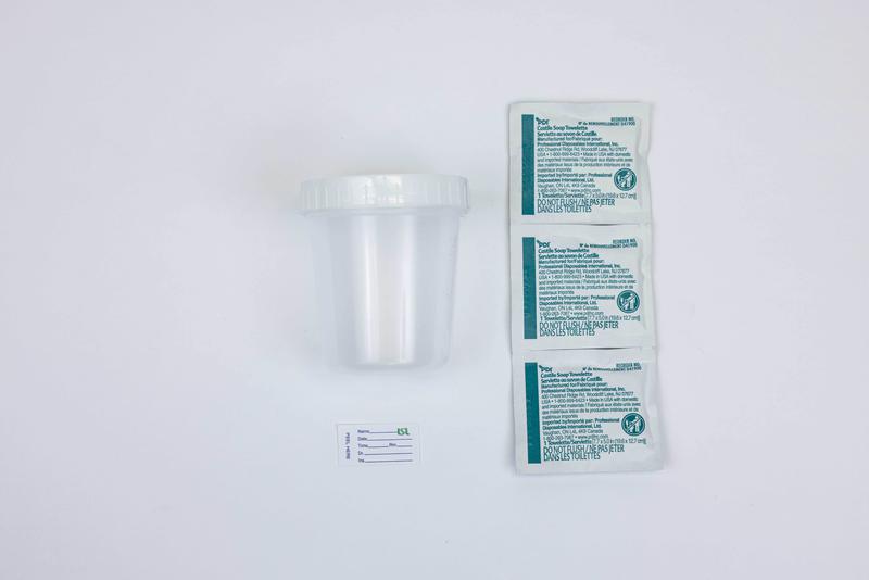 LSL MID-STREAM URINE SPECIMEN KIT WITH 3 CASTILE SOAP WIPES, STERILE, 120 ML CONTAINER, TWIST-ON CAP, CASTILE SOAP WIPES, SPECIMEN LABEL, INSTRUCTION SHEET, TISSUES, STERILE, 50 EA/CA