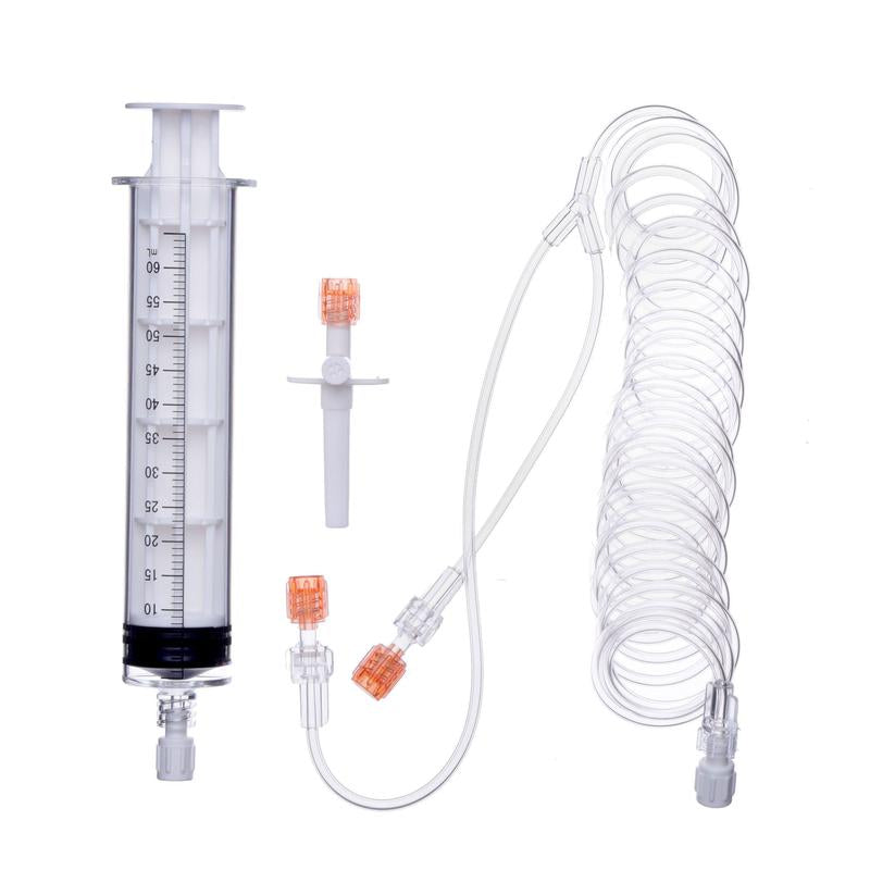 CHS USA 60ml Syringe Kit, Y-Set 96in Coiled Tubing with Dual Check Valves, Fill Spike, Compatible with Mallinckrodt OptiStar LE MR Injector, UOM CA/50, COO Canada