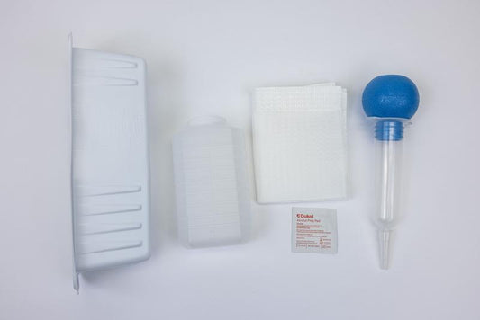 LSL 60 ML BULB IRRIGATION TRAY, STERILE, 60 ML BULB SYRINGE, 500 ML GRADUATED CONTAINER, 1200 ML TRAY, WATERPROOF DRAPE, TIP PROTECTOR, ANTISEPTIC WIPE, 20 EA/CA