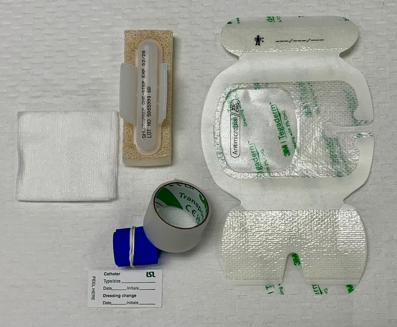 LSL ANTI-MICROBIAL IV START KIT, STERILE, TEGADERM ANTIMICROBIAL I.V. ADVANCED SECUREMENT DRESSING, CHLORAPREP 1.5ML VIAL, GAUZE 2"X2" NON-WOVEN, TOURNIQUET 3/4"X18" BLUE, 3/4"X18" TRANSPORE TAPE, ID Label, 100 EA/CA