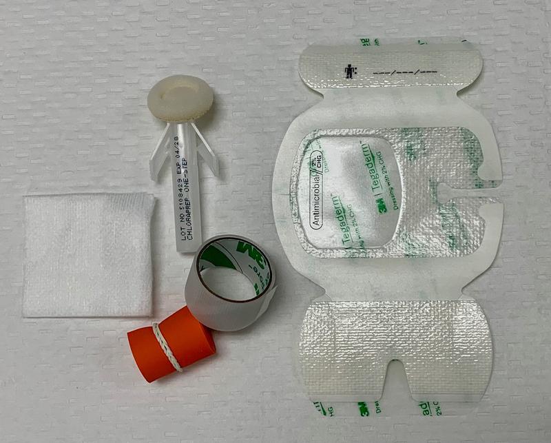 LSL ANTI-MICROBIAL IV START KIT, STERILE, TEGADERM ANTIMICROBIAL I.V. ADVANCED SECUREMENT DRESSING, CHLORAPREP™ 1ML VIAL, GAUZE 2"X2" NON-WOVEN, TOURNIQUET 1"X18" ORANGE, 3/4"X18" TRANSPORE TAPE, 100 EA/CA