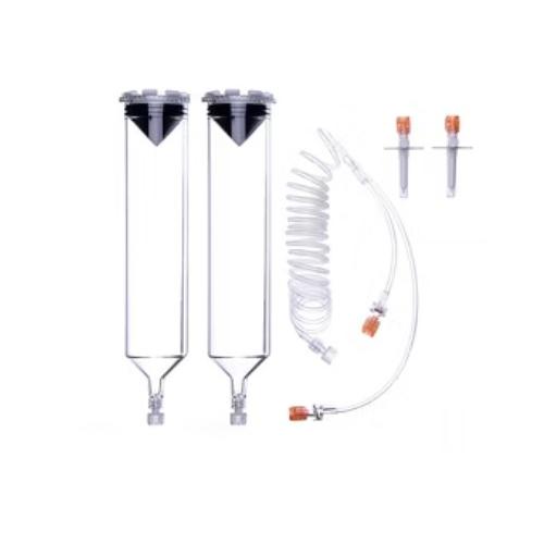 CHS USA Dual 200ml Syringe Kit, 60in Coiled Tubing with Dual Check Valves, Fill Spikes, Compatible with Bracco Empower CTA Injector, UOM CA/20, COO Canada