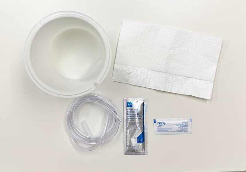 LSL ENEMA ADMINISTRATION SET, BUCKET STYLE, DISPOSABLE ENEMA BUCKET WITH TUBING, SHUT-OFF CLAMP, LUBRICATING JELLY, MOISTURE-PROOF DRAPE, ENEMA SOAP PACKET, NON-STERILE, 48 EA/CA