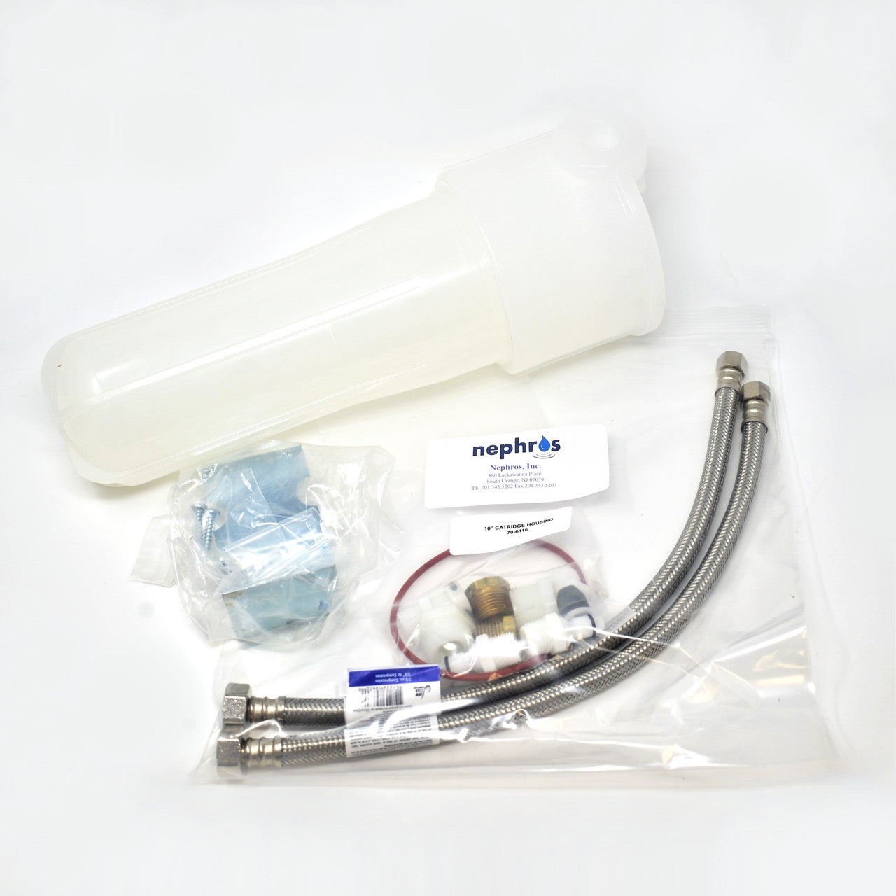 Nephros Keystone housing with polypropylene cap for Hydraguard 10" filters with 222 O-ring connections