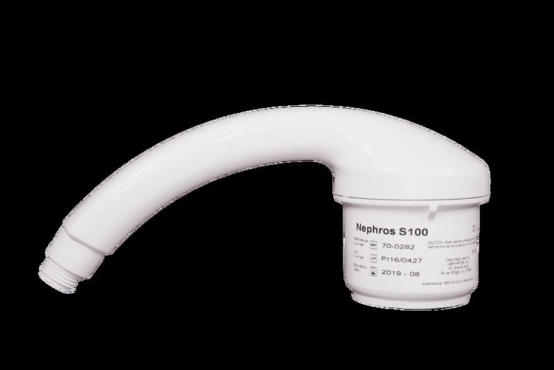 70-0282-IS - Nephros S100 Shower Handheld Filter, 10 Packs/Case  (4-pack), for handheld shower fixtures - Each multi-pack provides 4 microfilters for protection against bacteria at a single point of use. Ea filter has a 3-mo svc life, 12 mos protection.