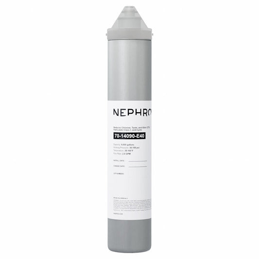 NEPHROS 14-SERIES FILTERS REDUCE CHLORINE, TASTE, ODORS, CYSTS, AND PARTICULATES. THIS MODEL TYPE CREATES HIGH-QUALITY WATER FOR BEVERAGE OR FOOD APPLICATIONS AND DELIVERS CLEAN ICE AND BEVERAGES. COMPATIBLE WITH PENTAIR EVERPURE MANIFOLDS.