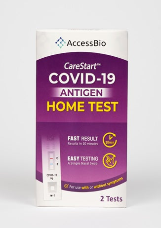 Access Bio’s CareStart™ COVID-19 Antigen Home Test, 2 Tests/Kit (2 Test Devices, 2 Extraction Vials and Caps, 2 Nasal Swabs, and 2 User Instructions with Fact Sheet for Individuals), 232 Kits/Case