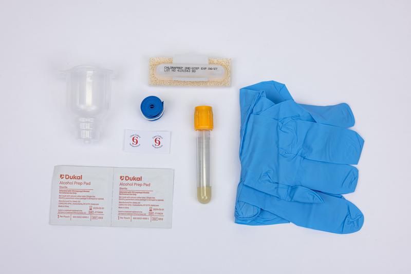 LSL CLEAN COLLECT BLOOD CULTURE KIT, VENIPUNCTURE, STERILE, SST PLH 3.5 ML GOLD, BLOOD COLLECTION ADAPTER, NITRILE WALLETED GLOVES MEDIUM, FCHLORAPREP FREPP 1.5 ML, ALCOHOL PREP PAD, TOURNIQUET 3/4X18", RED DECAL SET (2 ea/card), 40 EA/CA