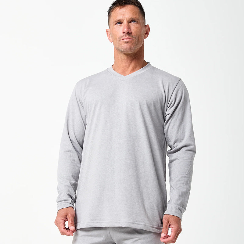 DFND LS MENS IR V NECK SLEEPWEAR SHIRT-1 PIECE-SIZE XS. HGY. MADE IN USA / BERRY COMPLIANT