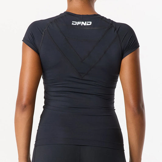 WOMENS DFND AX/RX SS COMPRESSION SHIRT-1 PIECE.SIZE SM. MADE IN USA / BERRY COMPLIANT