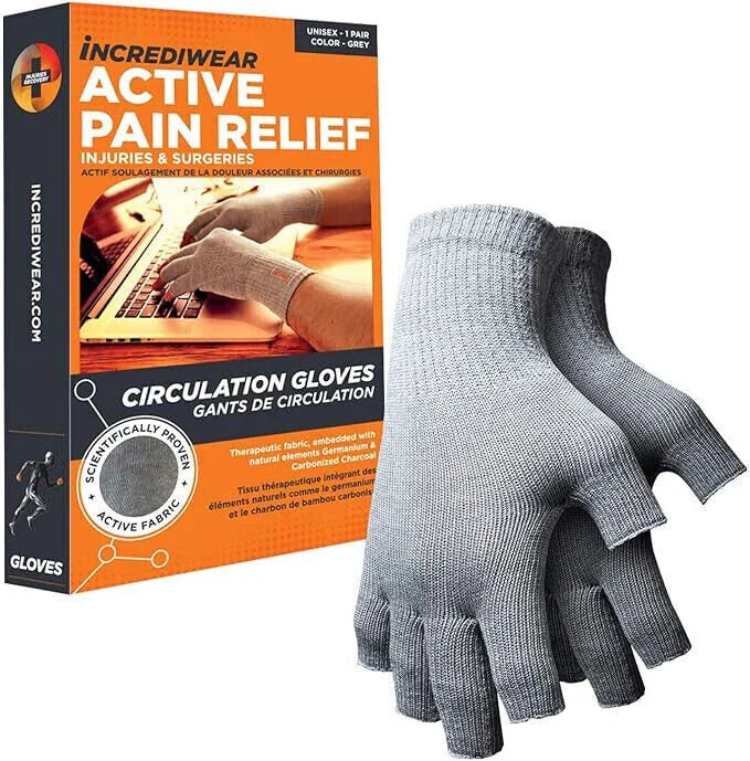 Incrediwear Circulation Gloves, Grey, Size Medium (1 PAIR)