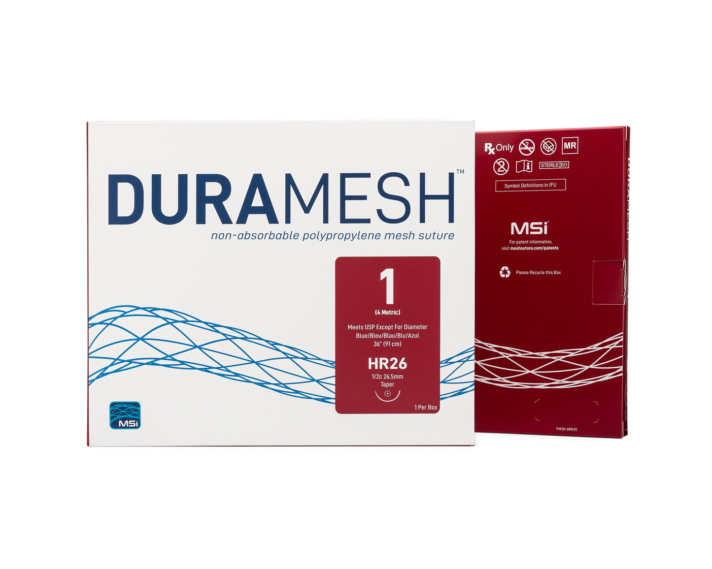 Duramesh Mesh Suture - USP 1 - 3.9mm Diameter - Small (1/2c 26mm Taperpoint) Needle - 36 inches - 5 EA/BX