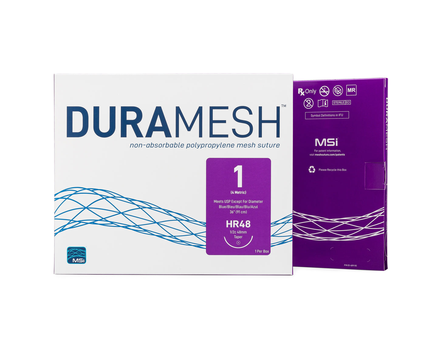 Duramesh Mesh Suture - USP 1 - 3.9mm Diameter - Large (1/2c 48mm Taperpoint) Needle - 36 inches - 5 EA/BX