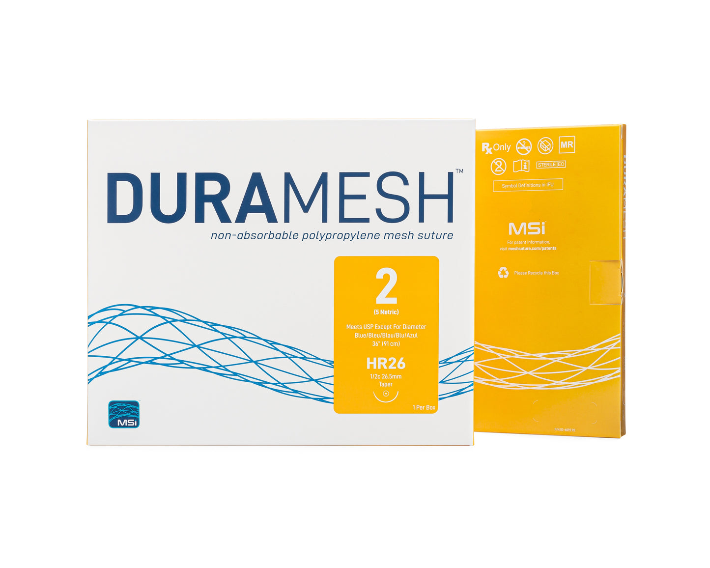 Duramesh Mesh Suture - USP 2 - 4.1mm Diameter - Small (1/2c 26mm Taperpoint) Needle - 36 inches - 5 EA/BX