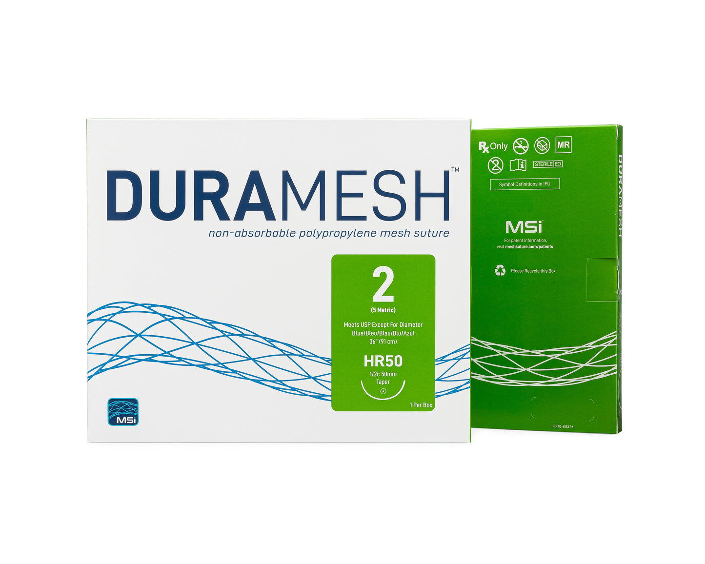 Duramesh Mesh Suture - USP 2 - 4.1mm Diameter - Large (1/2c 50mm Taperpoint) Needle - 36 inches - 5 EA/BX
