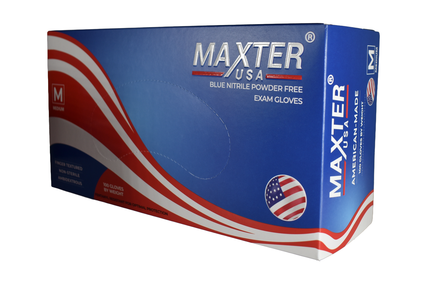 MHI Maxter Ice Blue, Powder Free 3.5 mil 510(k) Chemotherapy Rated, Fentanyl Rated Finger textured Non-Sterile disposable  Exam Glove -XLarge (90 EA/BX, 10 BX/CS) Made in USA
