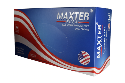 MHI Maxter Ice Blue, Powder Free 3.5 mil 510(k) Chemotherapy Rated, Fentanyl Rated Finger textured Non-Sterile disposable Exam Glove -Large (100 EA/BX, 10 BX/CS) Made in USA