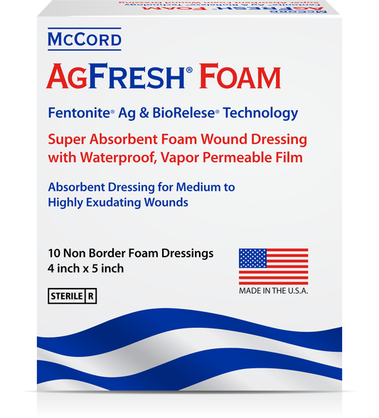 McCord BioRelese Foam Dressing 4"x 5" . 10 Foam Pouches /Carton.