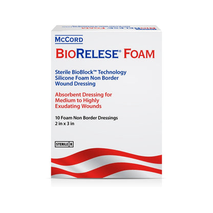 McCord BioRelese Foam Dressing 2"x 3". 10 Foam Pouches /Carton.