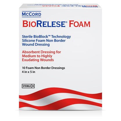 McCord BioRelese Foam Dressing 4"x 5" . 10 Foam Pouches /Carton.