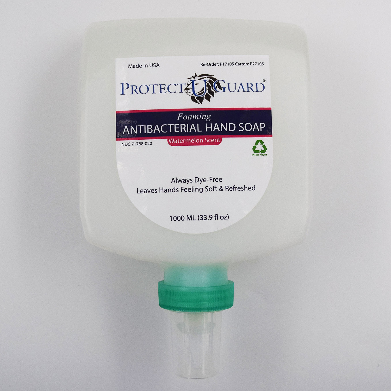 Protect U Guard Antibacterial Healthcare/Food Service Hand Soap - Watermelon Scent - 1000 ML, 4EA/CS