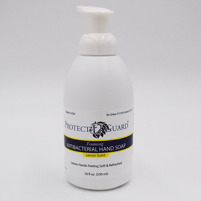 Protect U Guard Antibacterial Healthcare/Food Service Hand Soap - Lemon Scent - 18 Oz, 12EA/CS