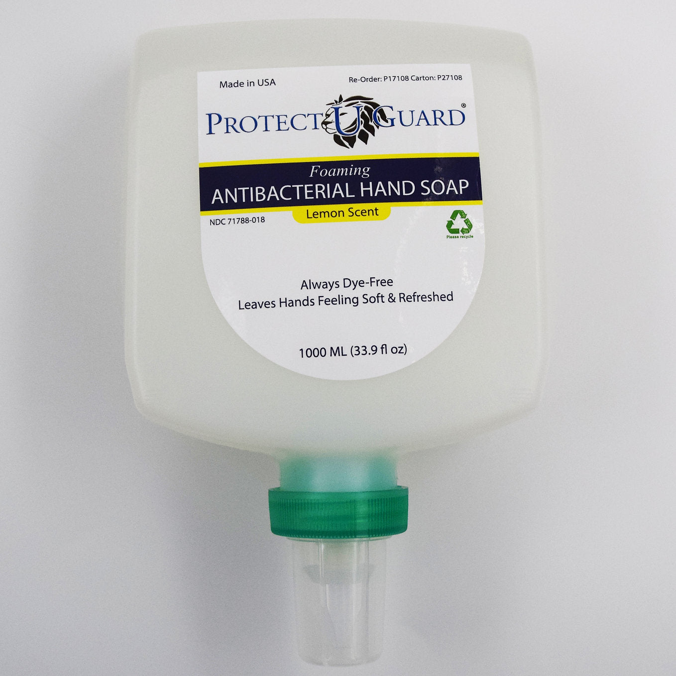 Protect U Guard Antibacterial Healthcare/Food Service Hand Soap - Lemon Scent - 1000 ML, 4EA/CS