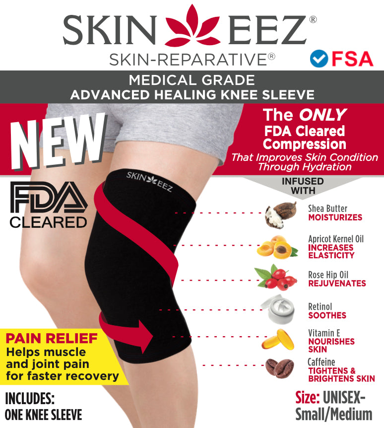 Compression Sleeve - Skineez Medical Grade Knee Sleeve Black S/M, Made in USA, 30 Pairs/Case