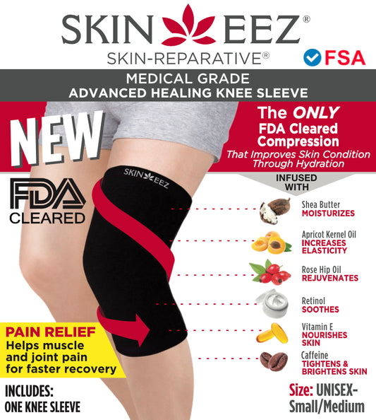 Compression Sleeve - Skineez Medical Grade Knee Sleeve Black S/M, Made in USA, 30 Pairs/Case