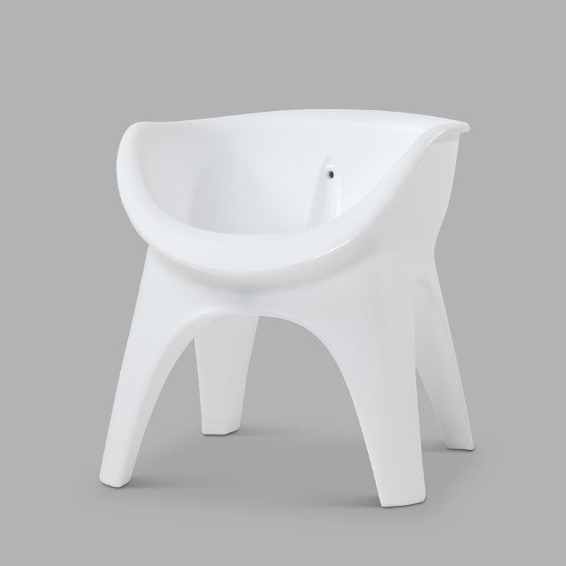 Shower chair with soaking basin molded into seat, with port hose connection (includes hose and diverter)