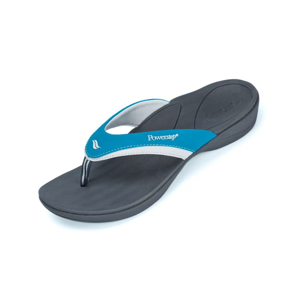 PowerStep® Orthotic Sandals, Womens, Teal/Charcoal, 7