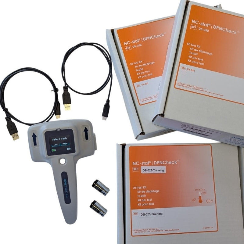 Alera TES (The Electrode Store): One (1) complete DPNCheck starter kit containing one DPNCheck 2.0 handheld device w/USB cable & battery included, one training kit of 25 biosensors (for training purposes only - not for patient use.