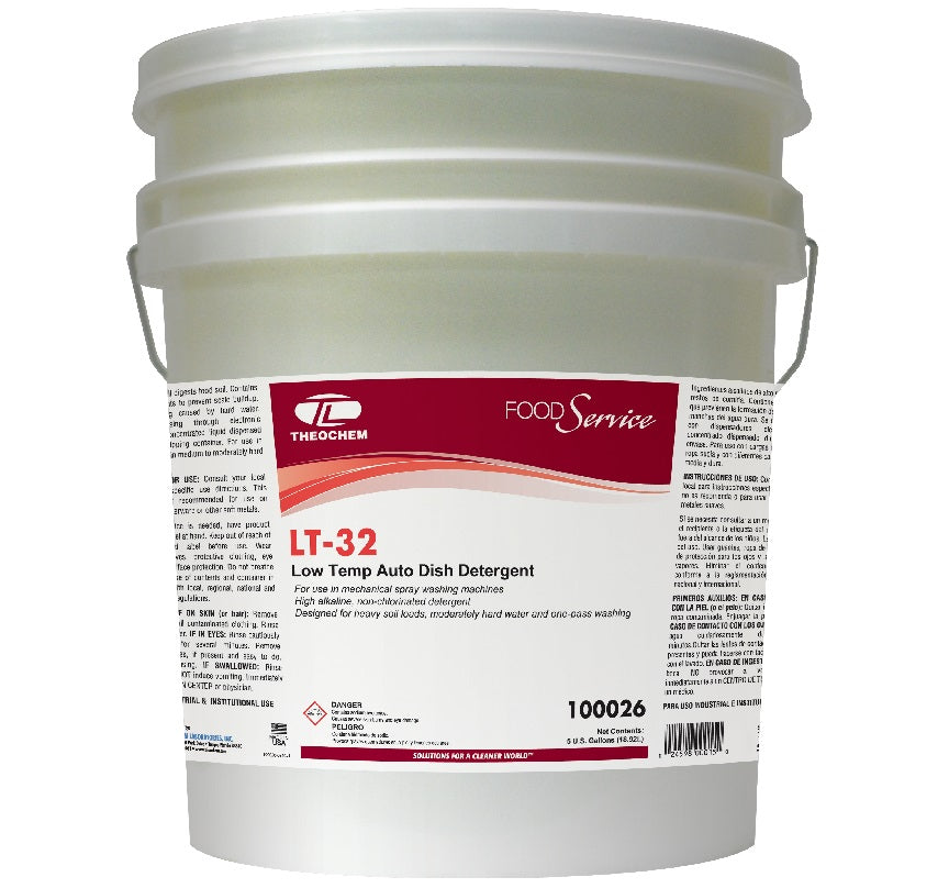 LT-32: low temp machine dish detergent, 1-5gal/cs