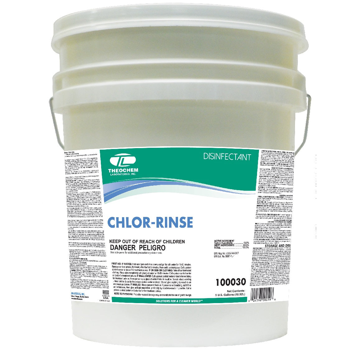 Chlor-Rinse: low temp sanitizer, 1-5gal/cs