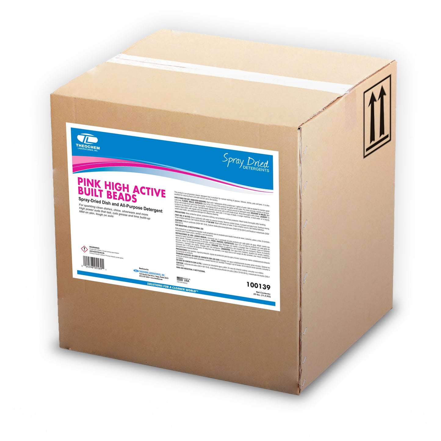 Pink High Active Beads: high active spray dried detergent for dish washing, 1-25lb/box