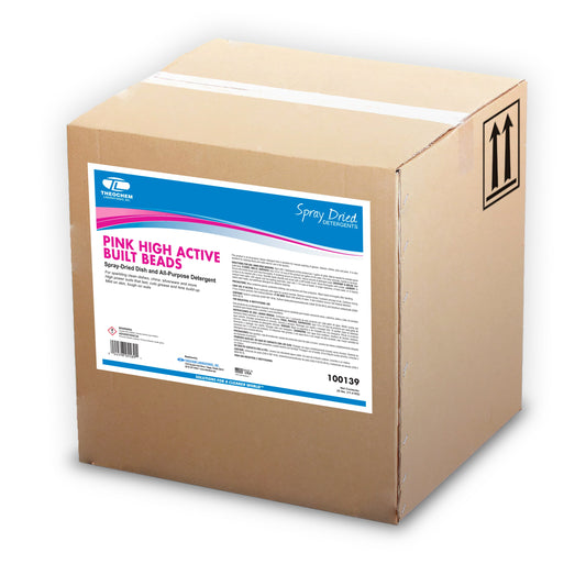 Pink High Active Beads: high active spray dried detergent for dish washing, 1-25lb/box