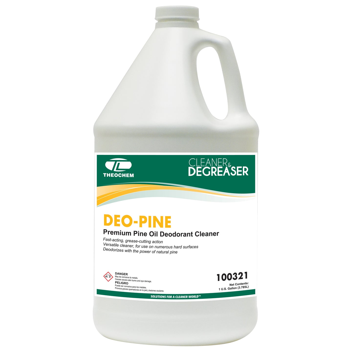 Deo-Pine: emulsifying natural pine oil cleaner and deodorizer for floors, restrooms, garbage cans, 4-1gal/cs