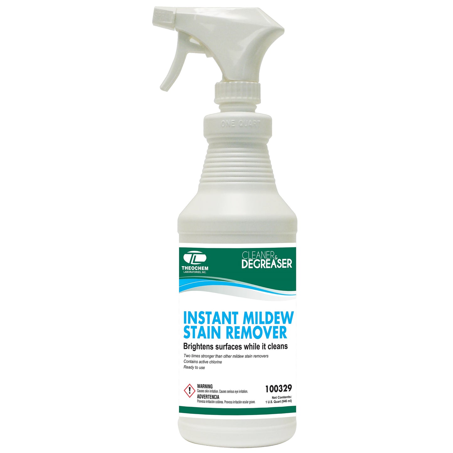 Instant Mildew Stain Remover: RTU chlorine based designed for instant removal of mold and mildew, 12/1qt/cs