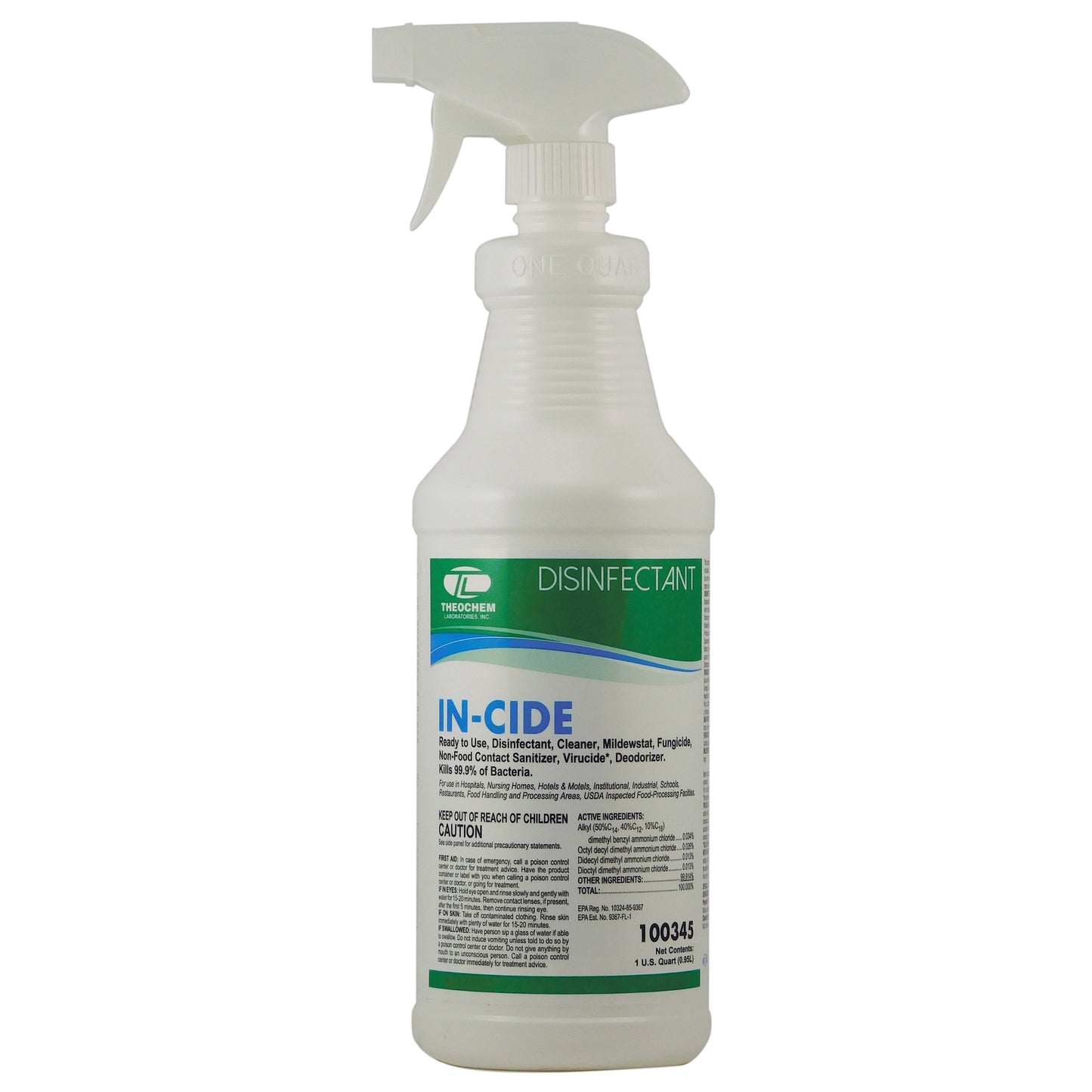 In-Cide: RTU disinfectant cleaner with odor control, 12-1qt/cs