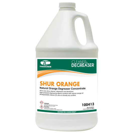 Shur Orange: cleaner, degreaser and deodorizer power of butyl with pure Valencia, 4-1gal/cs