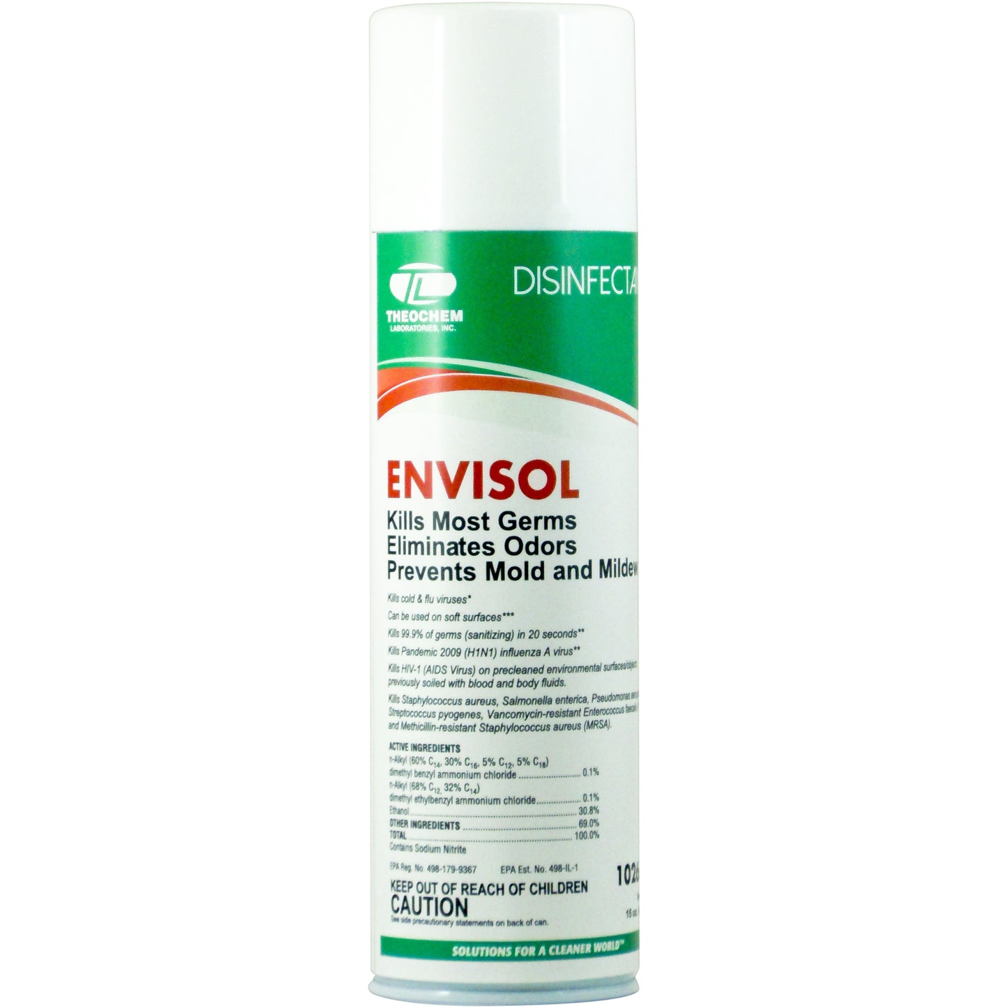 Envisol: powerful hospital disinfectant deodorant aerosol spray, 12-15oz/cs